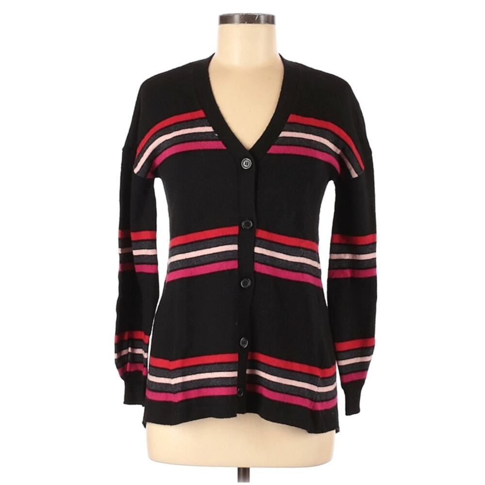 DEMOCRACY Girlfriend striped cardigan button front black sweater Size XS NEW
